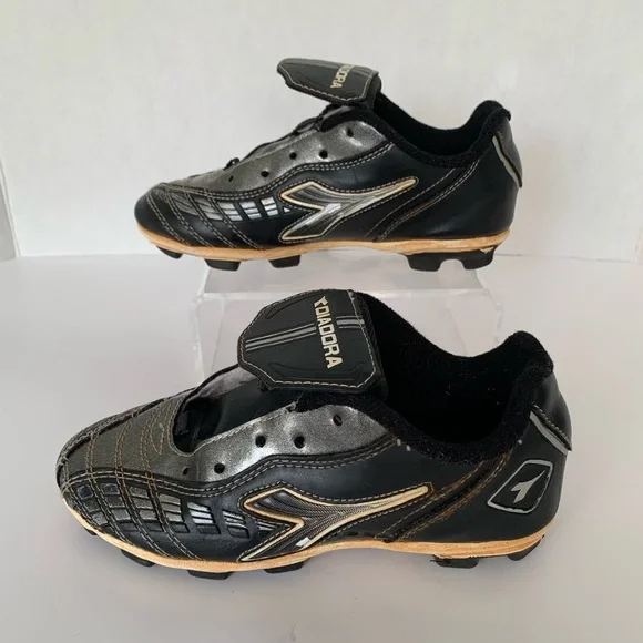 Diadora Cleats Black Silver White Shoes Baseball Boy’s Size 1 - Picture 4 of 16